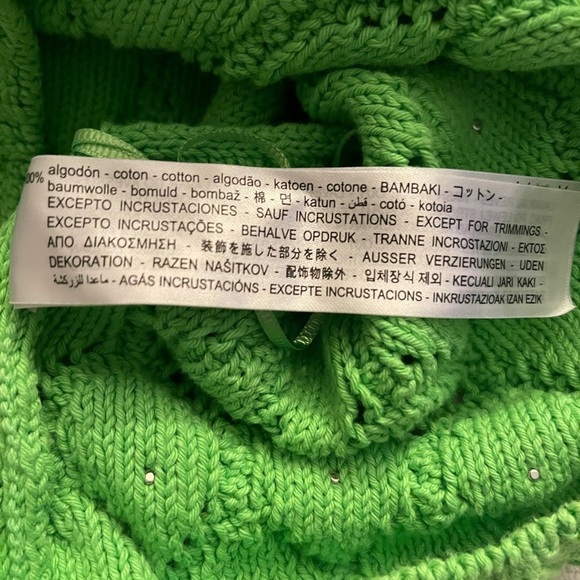 Zara Green Cropped Pearl Knit Sweater Top Clueless Preppy Fall Winter Y2K Style - Picture 6 of 10